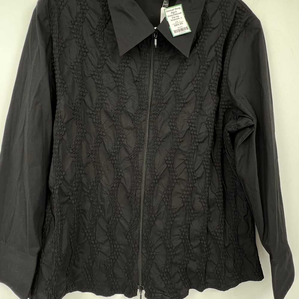 Samuel Dong Black Zip Up Shacket | Cotton Nylon Spandex, Women’s L - Picture 5 of 6